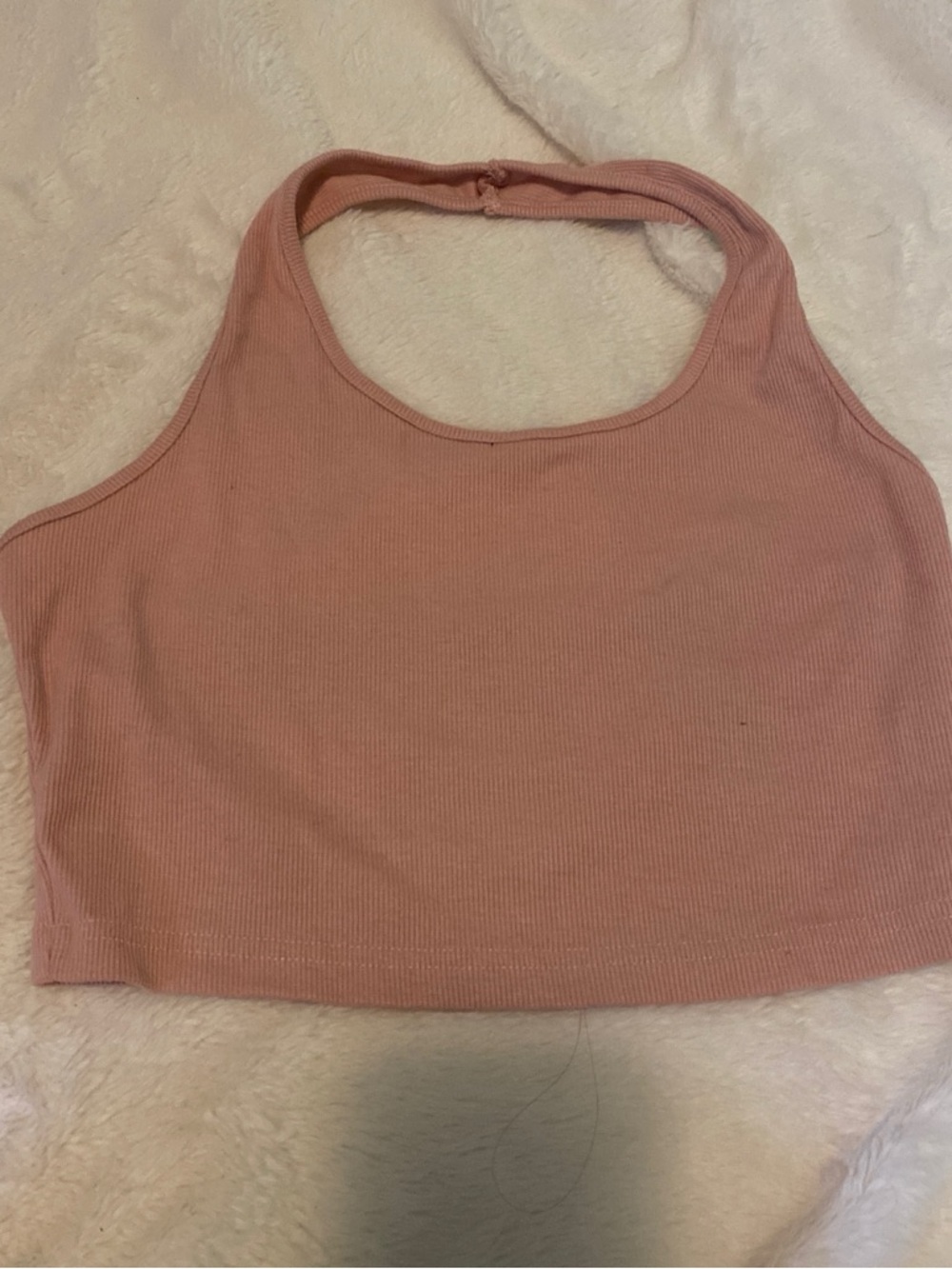 Ribbed Halter Crop Top in Dusty Rose